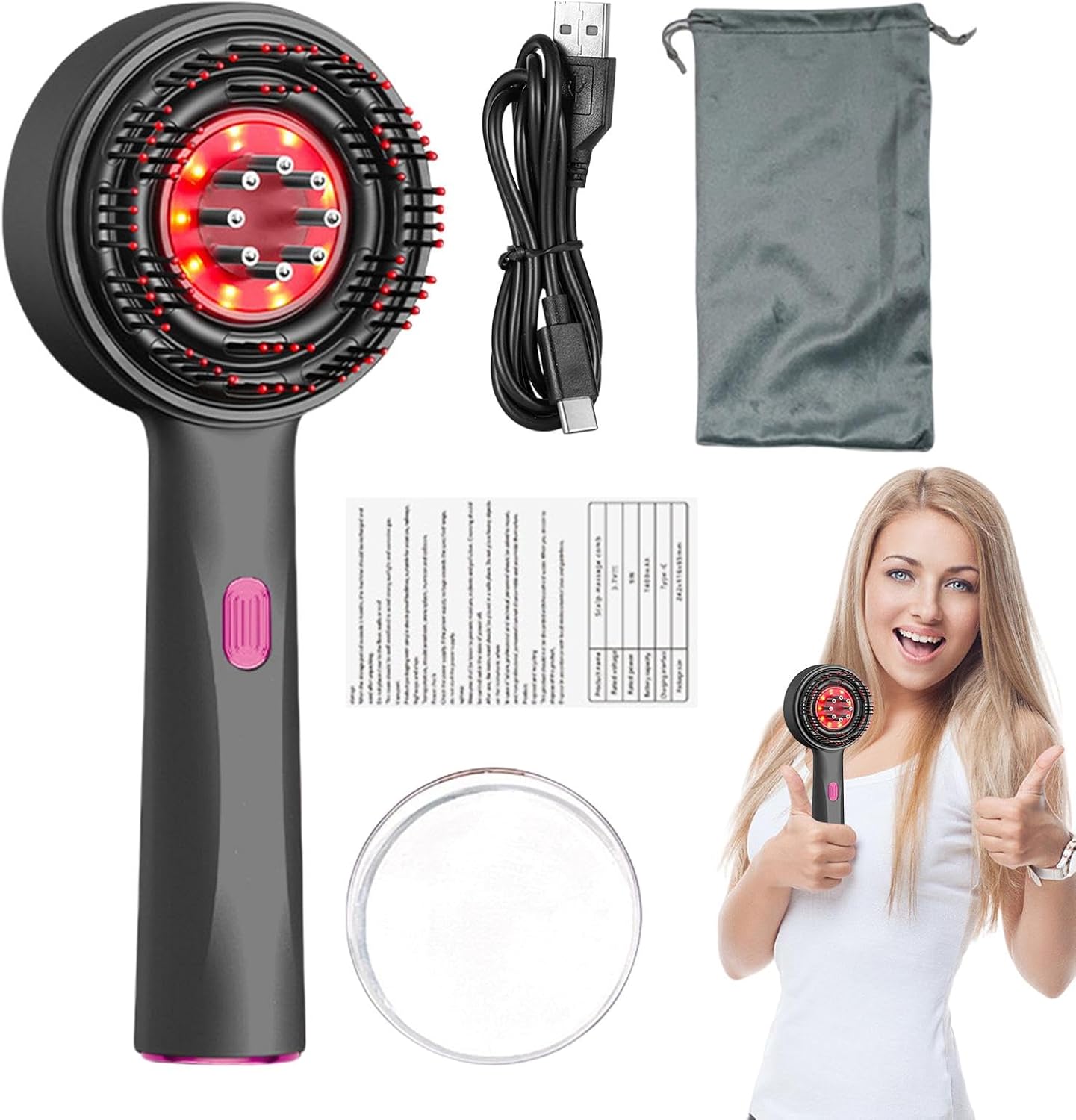 Red Light Vibration Head Massager & Oil Applicator